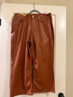 Judy Blue Faux Leather Straight Leg Pants in Rust Brown